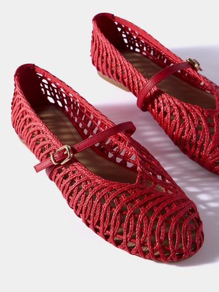 Mint Velvet Lily Woven Pumps - view 2, Red