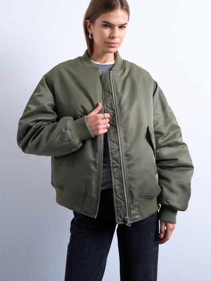 Topshop Oversized Bomber Jacket, Green, Green