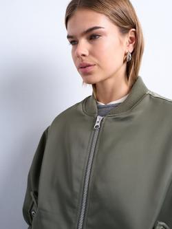 Topshop Oversized Bomber Jacket, Green - view 2, Green