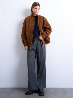 Topshop Faux Suede Bomber Jacket, Brown, Brown