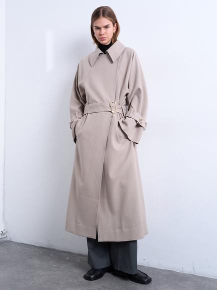 Topshop Oversized Belted Trench Coat, Stone, Stone