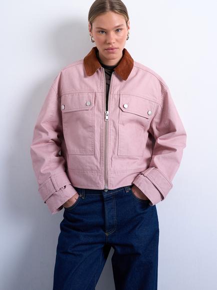 Topshop Flap Pocket Barn Jacket, Pink, Pink