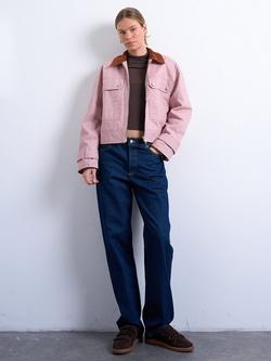 Topshop Flap Pocket Barn Jacket, Pink - view 2, Pink