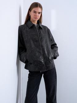 Topshop Boxy Faux Leather Jacket, Black, Black