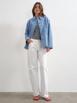 Topshop Premium Real Suede Patch Pocket Jacket, Blue - view 2, Blue