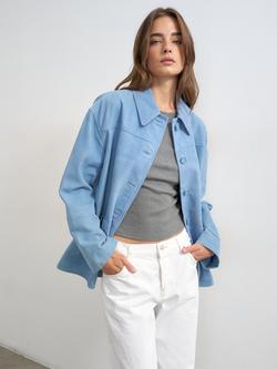 Topshop Premium Real Suede Patch Pocket Jacket, Blue, Blue