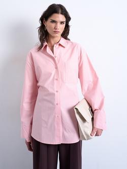 Topshop Oversized Long Sleeve Shirt, Pink, Pink