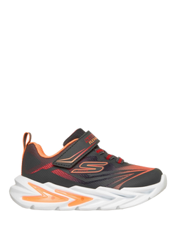 Skechers Kids' Flex-Glow Ultra Mesh Trainers, Charcoal/Red, Charcoal/Red