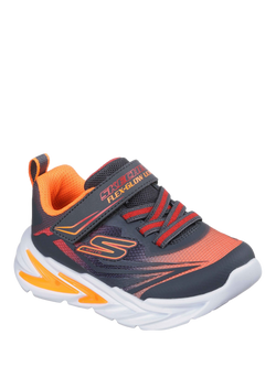 Skechers Kids' Flex-Glow Ultra Mesh Trainers, Charcoal/Red - view 2, Charcoal/Red