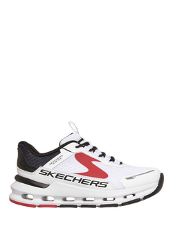 Skechers Kids' Hands Glide Step Plus Vista Lane Trainers, White/Black/Red