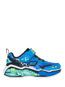 Skechers Kids' Mega Scene Stretch Lace Trainers, Blue/Black/Lime, Blue/Black/Lime