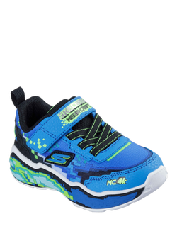 Skechers Kids' Mega Scene Stretch Lace Trainers, Blue/Black/Lime - view 2, Blue/Black/Lime