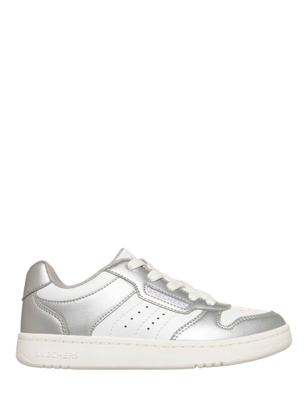 Skechers Kids' Quick Street Trainers, Silver/White