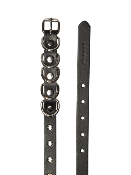 SISLEY Ring Detail Faux Leather Belt, Black - view 2, Black