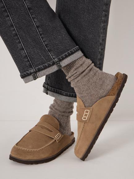 HUSH Rune Suede Mules, Taupe - view 2, Taupe