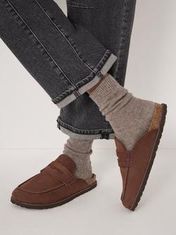 HUSH Rune Suede Mule Slippers, Dark Brown - view 2, Dark Brown