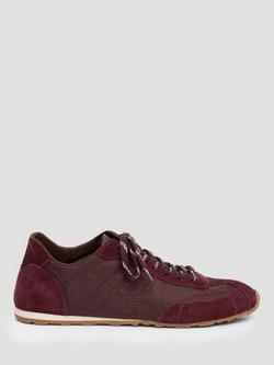 HUSH Sadie Suede Blend Stitch Detail Slimline Trainers, Dark Wine Red, Dark Wine Red