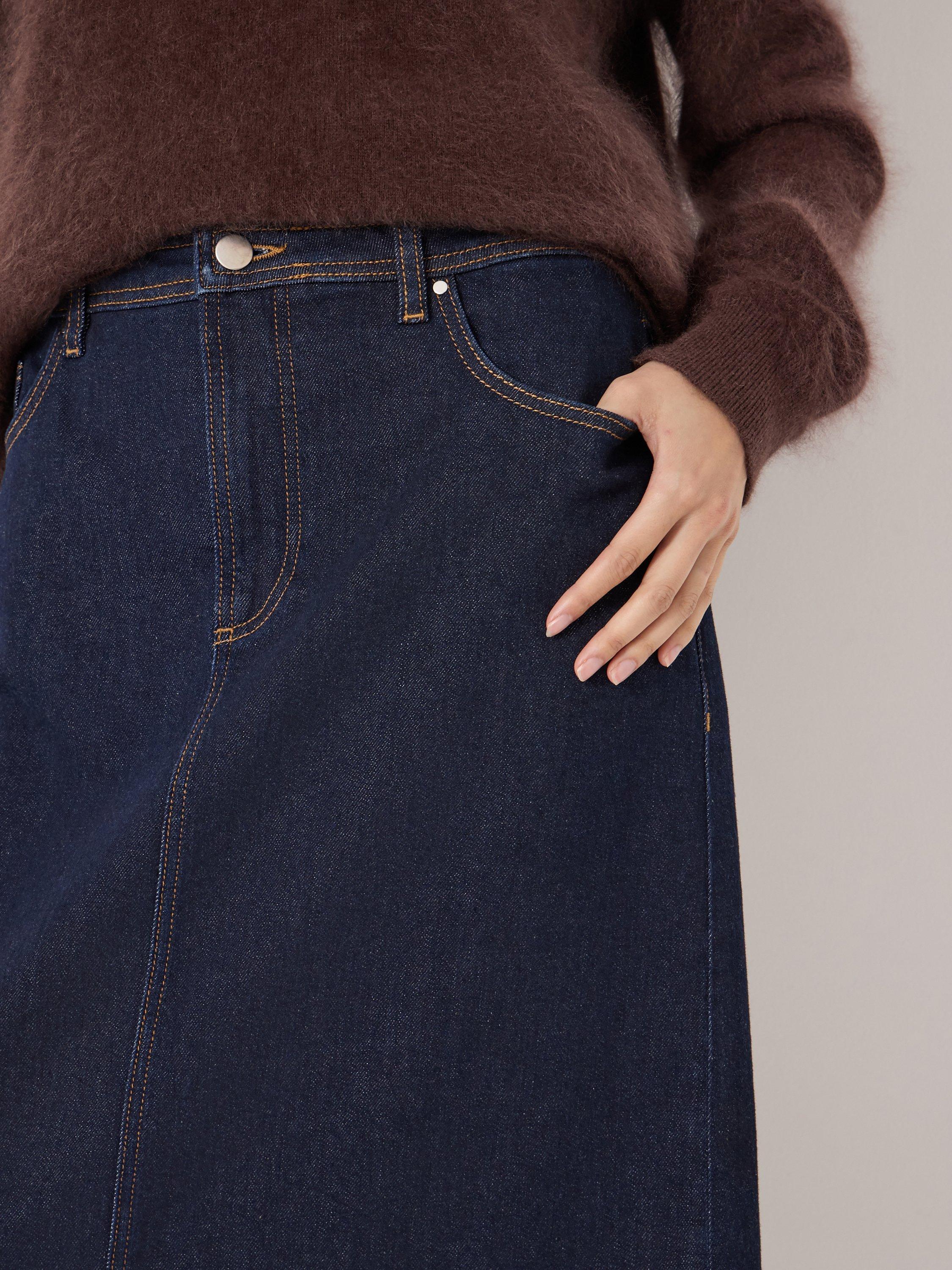 Product image 5 of 5, which shows HUSH Indie Denim Midi Skirt, Rinse Wash, 10