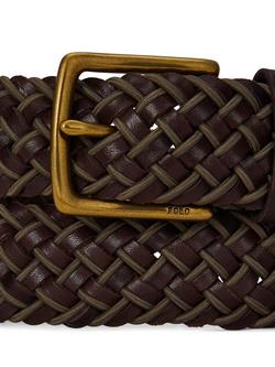 Ralph Lauren Braided Leather Belt, Brown - view 2, Brown