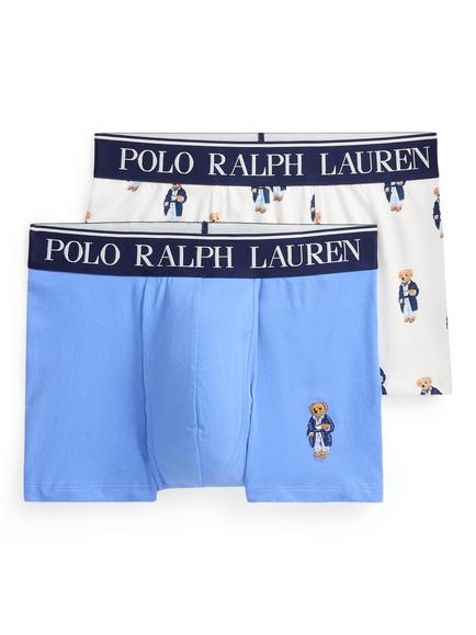 Ralph Lauren Stretch Cotton Plain & Bear Trunks, Pack of 2, Multi, Multi
