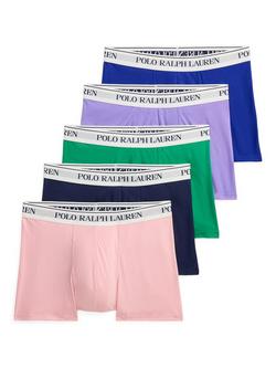 Ralph Lauren Stretch Cotton Plain Trunks, Pack of 5, Multi, Multi