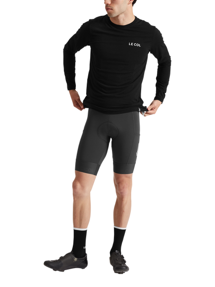 Le Col Men's ARC Merino Long Sleeve T-Shirt, Black