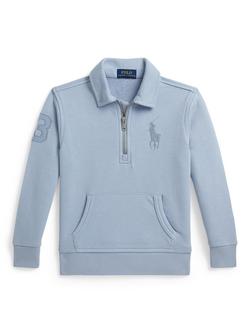 Polo Ralph Lauren Kids' Cotton Blend Quarter Zip Jumper, Estate Blue, Estate Blue
