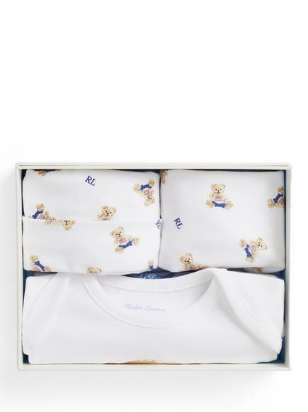 Ralph Lauren Baby Cotton Polo Bear 3 Piece Gift Box Set - view 2, White/Multi
