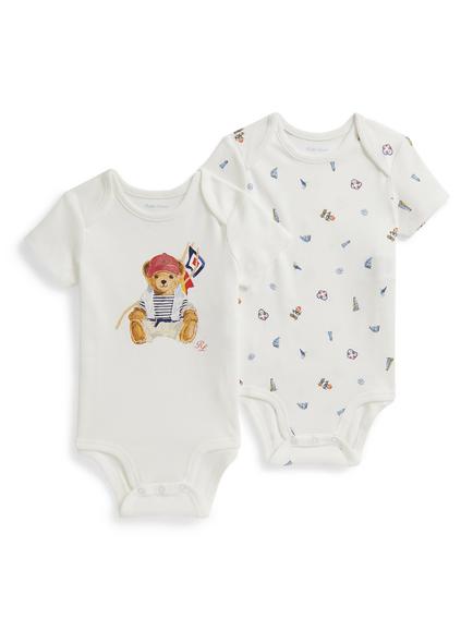 Ralph Lauren Baby Cotton Bodysuit  Polo Bear Nautical Print Gift Box, Set of 2, Multi, Multi