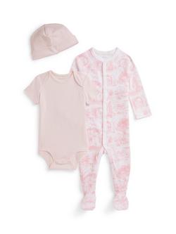 Ralph Lauren Baby Pure Cotton Knitted Toile 3 Piece Gift Box Set, Pink Multi, Pink Multi