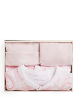 Ralph Lauren Baby Pure Cotton Knitted Toile 3 Piece Gift Box Set, Pink Multi - view 2, Pink Multi
