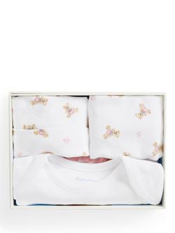 Ralph Lauren Baby Knitted Cotton Polo Bear 3 Piece Gift Box Set, White Multi - view 2, White Multi