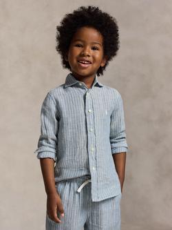 Ralph Lauren Kids' Striped Linen Shirt, Multi, Multi