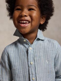 Ralph Lauren Kids' Striped Linen Shirt, Multi - view 2, Multi