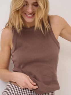 Nobody's Child Ribbed Racerback Vest Top - view 2, Brown