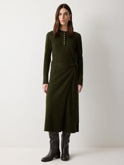 Jigsaw Tie Waist Wool Rich Jumper Dress, Khaki, Khaki