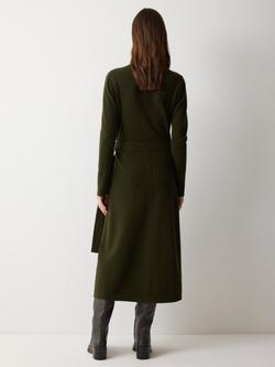Jigsaw Tie Waist Wool Rich Jumper Dress, Khaki - view 2, Khaki