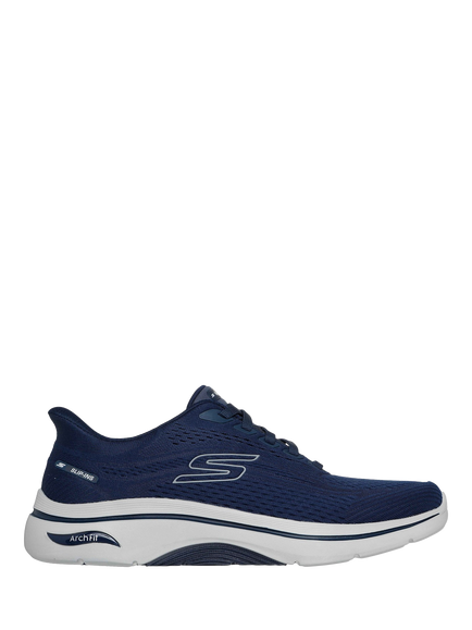 Skechers GO WALK Arch Fit 2.0 Percy Slip-Ins Trainers, Navy/Grey