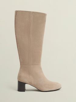 Hobbs Caroline Suede Knee High Boots, Light Beige, Light Beige