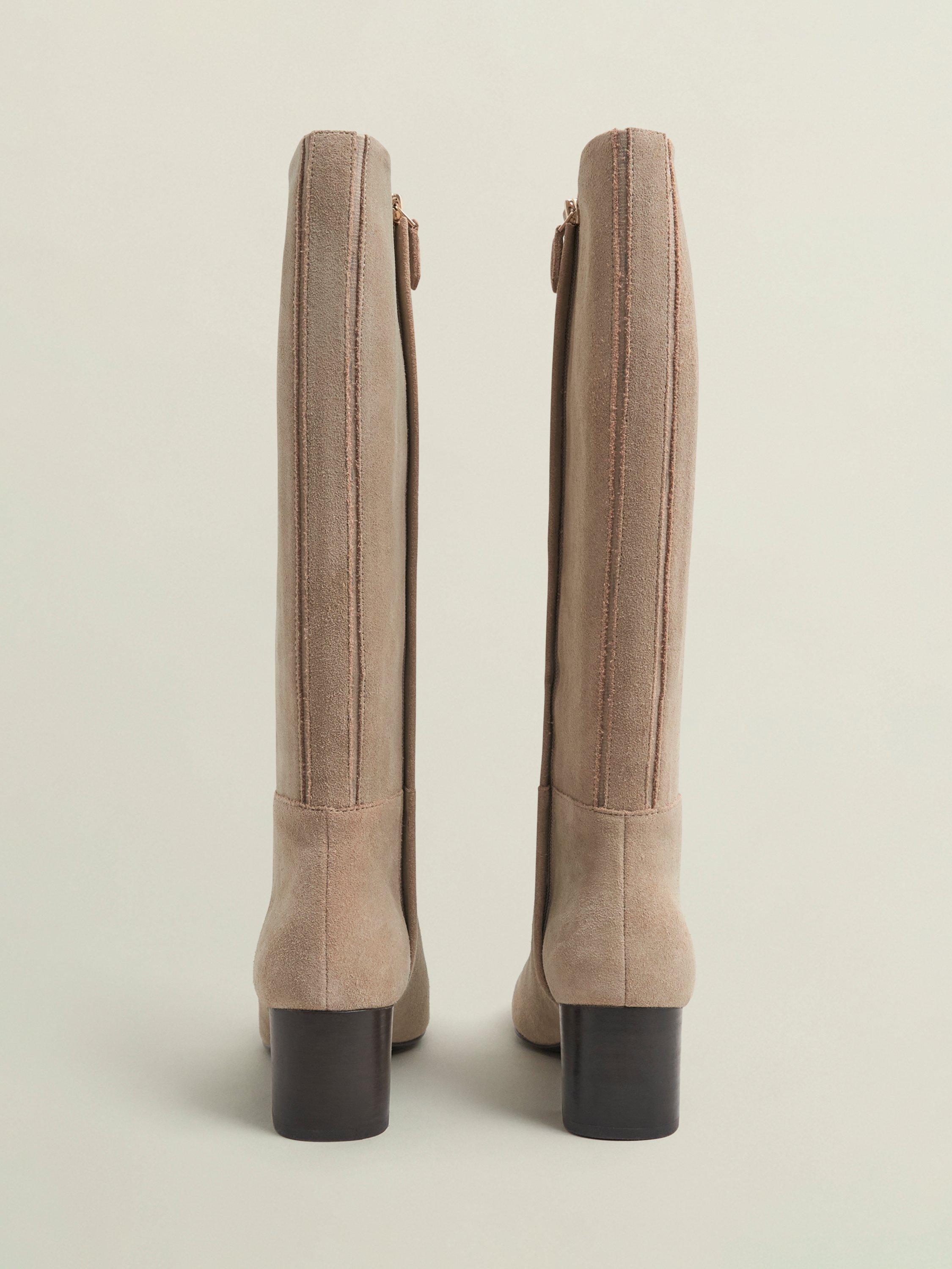 Product image 5 of 6, which shows Hobbs Caroline Suede Knee High Boots, Light Beige, 3