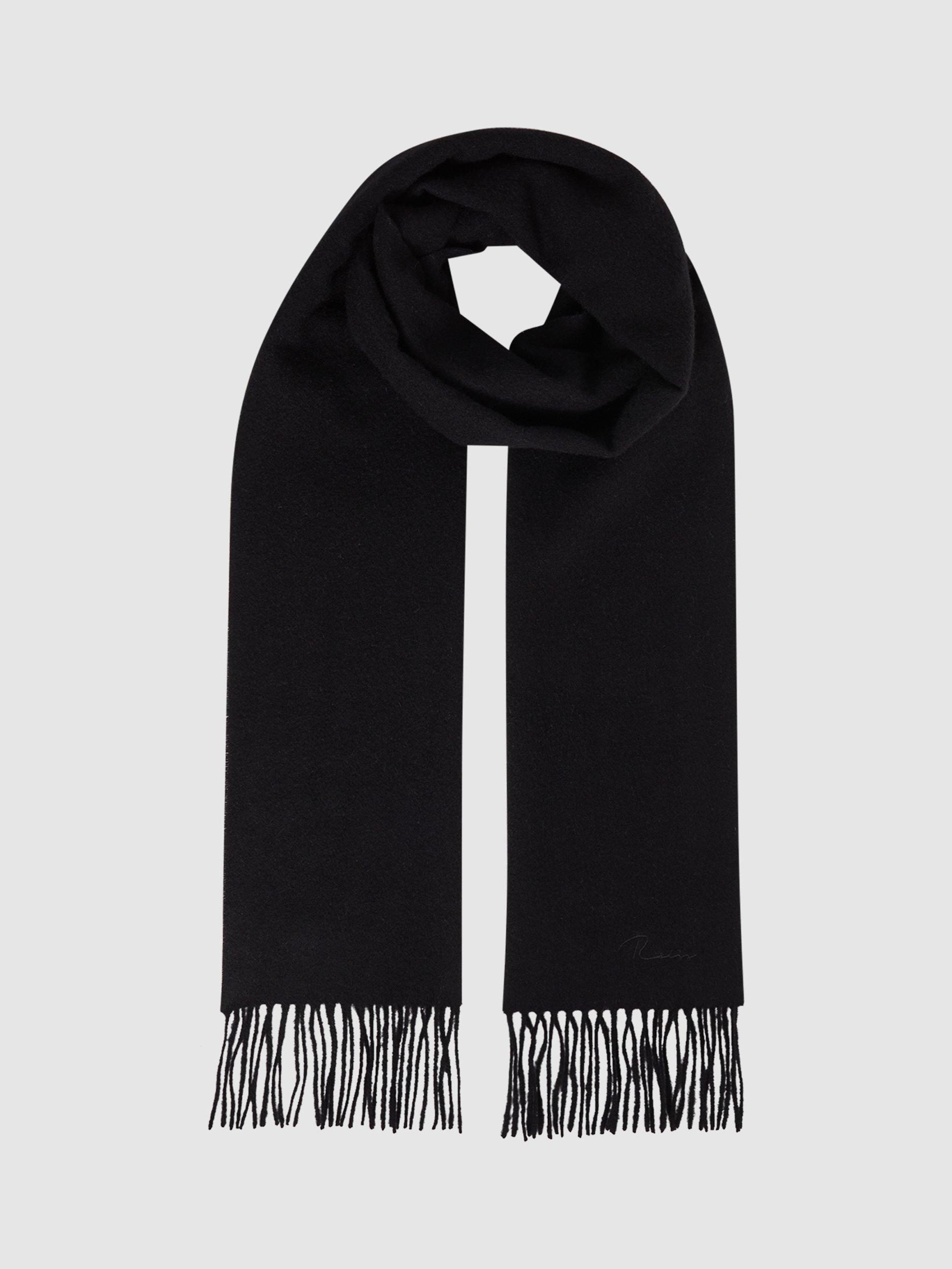 Product image 5 of 5, which shows Reiss Wool Blend Scarf with Cashmere, Black