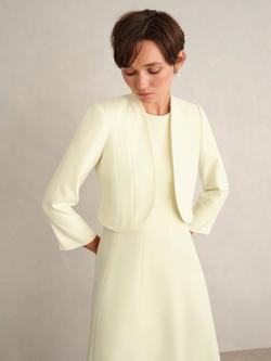 Hobbs Eliana Open Neck Cropped Jacket, Pale Yellow, Pale Yellow