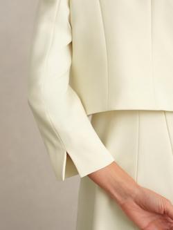Hobbs Eliana Open Neck Cropped Jacket, Pale Yellow - view 2, Pale Yellow