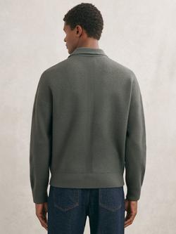 Reiss Calder Boiled Wool Twin Pocket Cardigan - view 2, Khaki Green