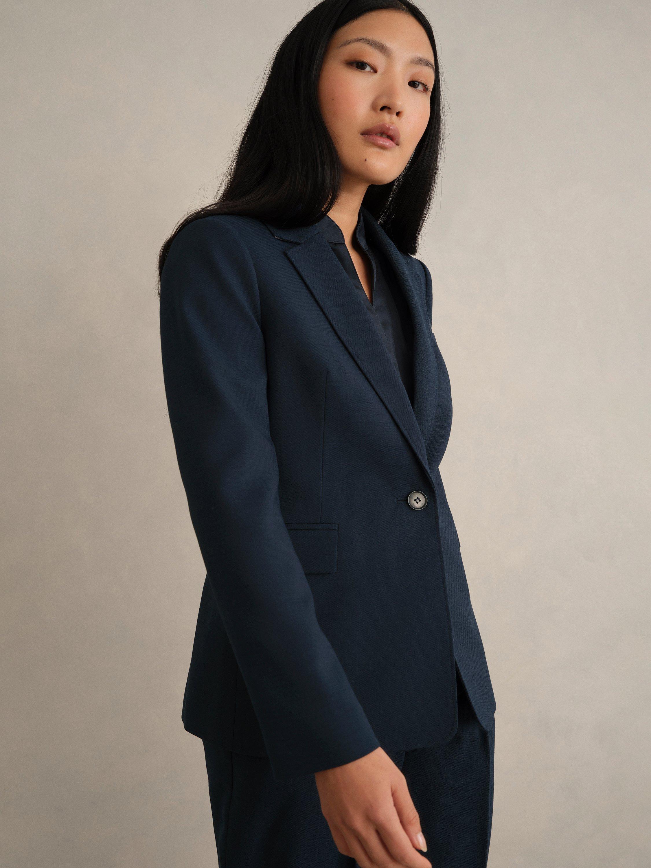 Product image 1 of 6, which shows Hobbs Lauren Single Breasted Blazer, Dark Slate Blue, 10