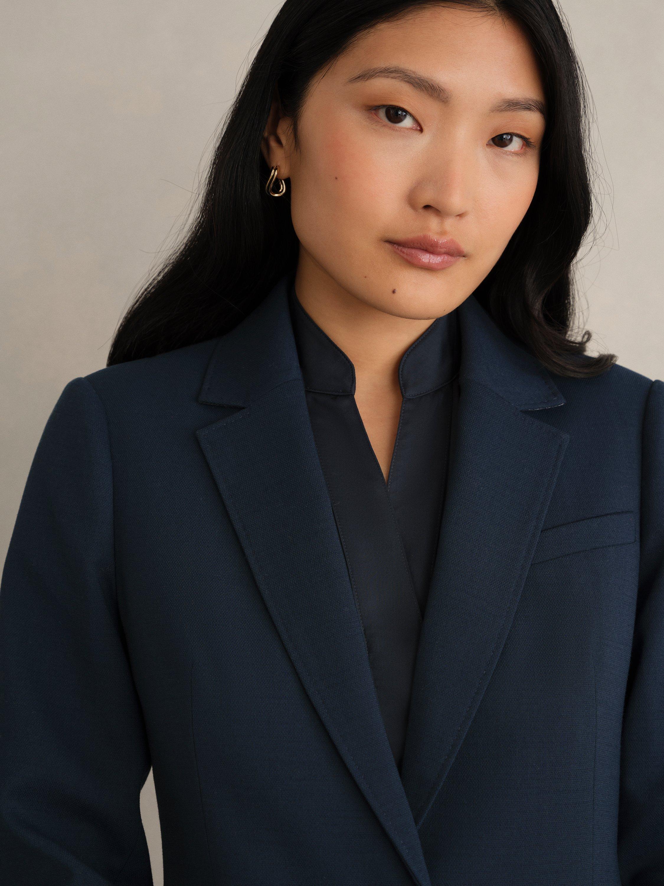 Product image 3 of 6, which shows Hobbs Lauren Single Breasted Blazer, Dark Slate Blue, 10