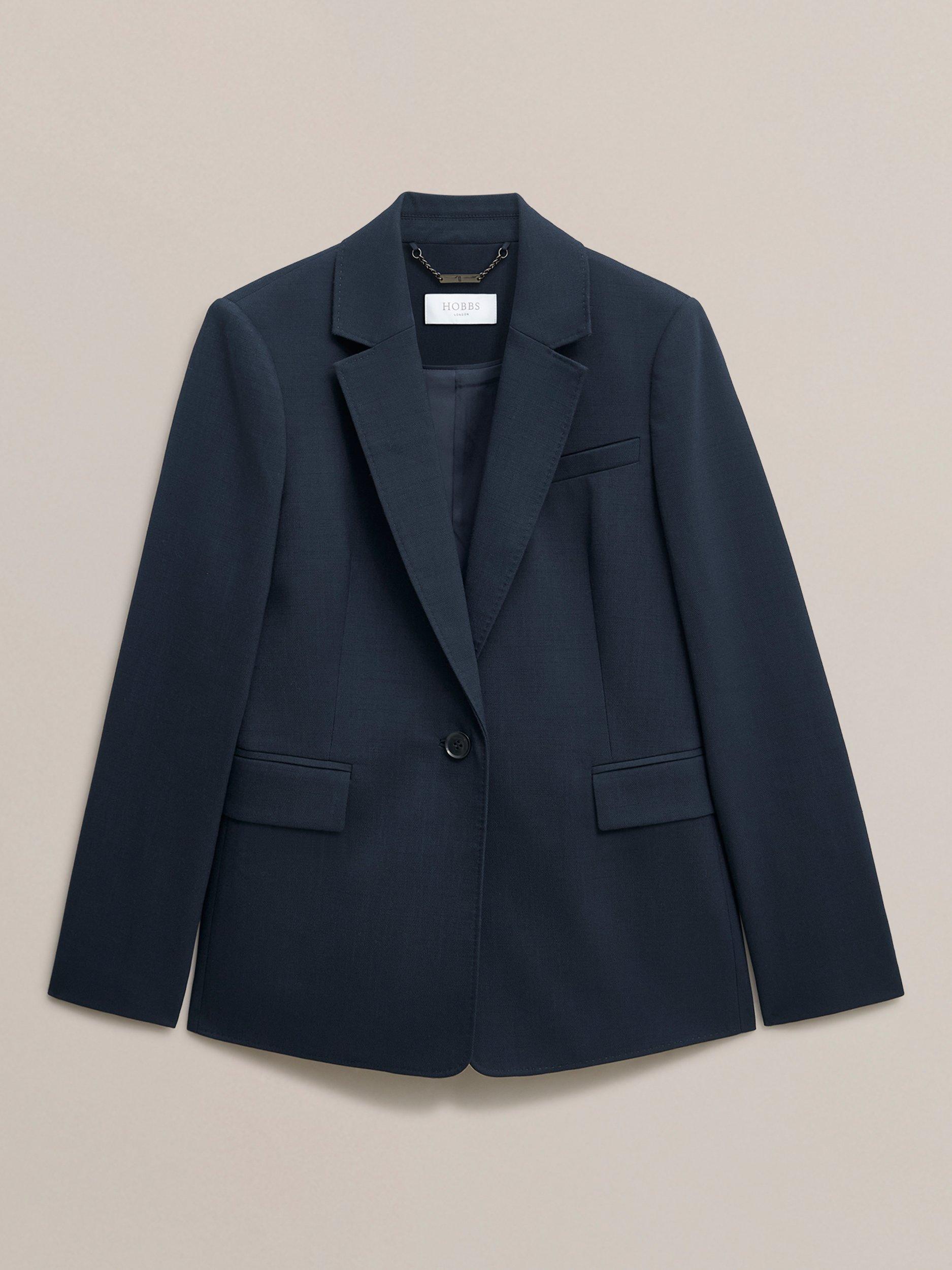 Product image 4 of 6, which shows Hobbs Lauren Single Breasted Blazer, Dark Slate Blue, 10