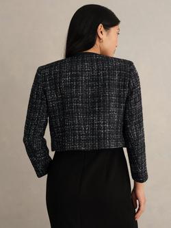 Hobbs Esme Petite Tweed Cropped Jacket, Black/White - view 2, Black/White