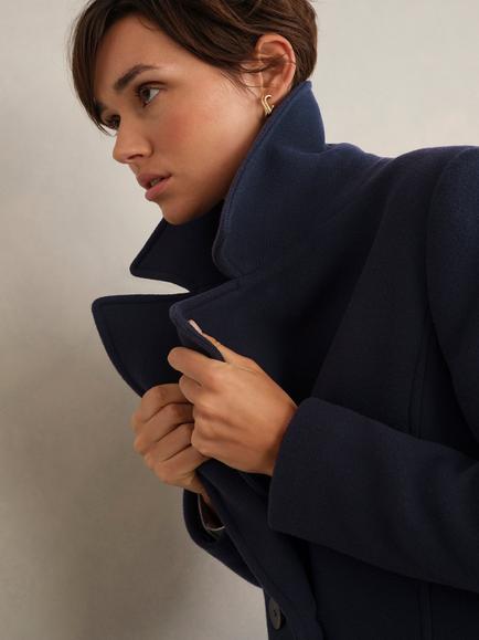 Hobbs Betsy Wool Rich Coat, Navy - view 2, Navy