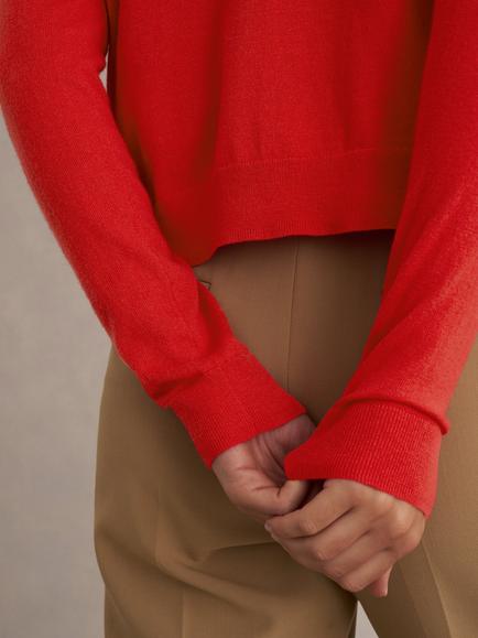 Hobbs Priya Crew Neck Wool Rich Cardigan, Hibiscus Red - view 2, Hibiscus Red
